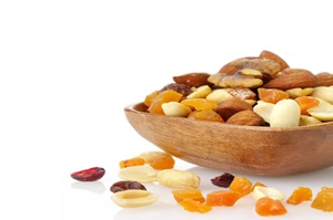 mixed dried fruit, nuts and seeds